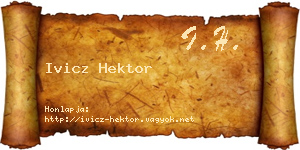 Ivicz Hektor névjegykártya